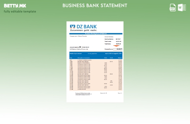 модерен стил Изјава за организација на DZ Bank Шаблон Word и PDF